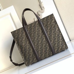 Mirror Quality Replica Fendi FF Jacquard Tote Bag Brown Clone