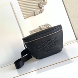 Mirror Quality Replica Fendi FF Fabric Belt Bag Black Clone