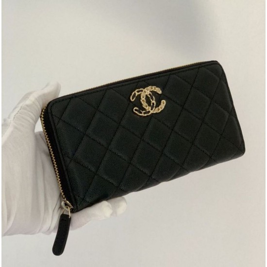 Fake Calfskin Gold-Tone Metal Wallet AP1899 black Replica