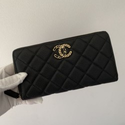 Fake Calfskin Gold-Tone Metal Wallet AP1899 black Replica