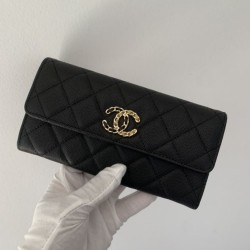 Fake Calfskin Gold-Tone Metal Wallet AP1895 black Replica