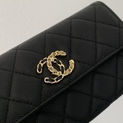 Fake Calfskin Gold-Tone Metal Wallet AP1895 black Replica