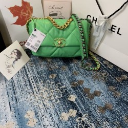 Replica Large 19 Wool Tweed Flap Bag AS1162 AS1160 Green