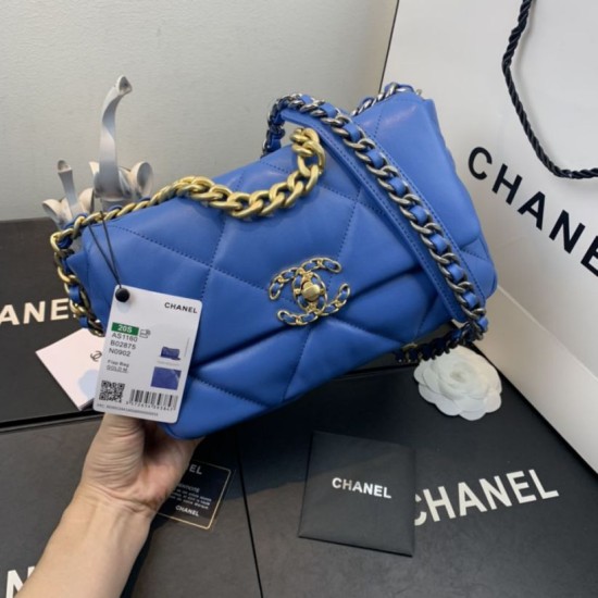 Replica Large 19 Wool Tweed Flap Bag AS1162 AS1160 Blue Fake Large 19 Wool Tweed Flap Bag AS1162 AS1160 Blue Replica