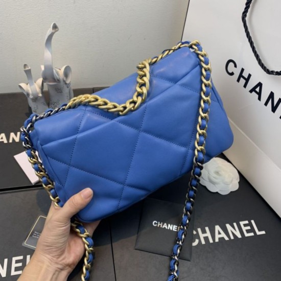 Replica Large 19 Wool Tweed Flap Bag AS1162 AS1160 Blue Fake Large 19 Wool Tweed Flap Bag AS1162 AS1160 Blue Replica