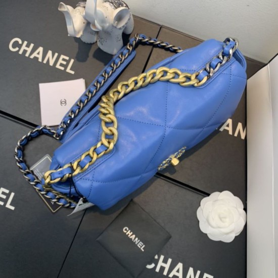 Replica Large 19 Wool Tweed Flap Bag AS1162 AS1160 Blue Fake Large 19 Wool Tweed Flap Bag AS1162 AS1160 Blue Replica