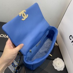 Fake Large 19 Wool Tweed Flap Bag AS1162 AS1160 Blue Replica