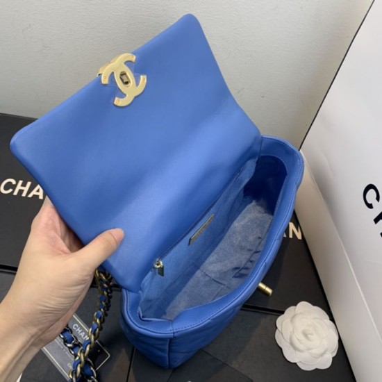 Replica Large 19 Wool Tweed Flap Bag AS1162 AS1160 Blue Fake Large 19 Wool Tweed Flap Bag AS1162 AS1160 Blue Replica