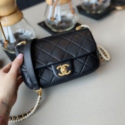 Replica New Mini Crystal Pearls Chain Bag AS2210 Black Replica New Mini Crystal Pearls Chain Bag AS2210 Black