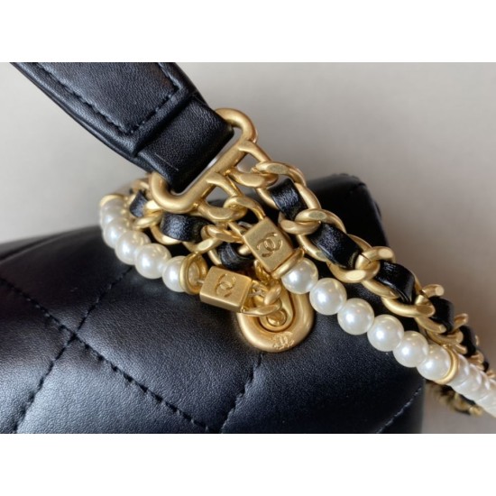 Replica New Mini Crystal Pearls Chain Bag AS2210 Black