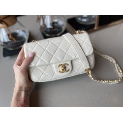 Fake New Mini Crystal Pearls Chain Bag AS2210 White Replica Replica New Mini Crystal Pearls Chain Bag AS2210 White