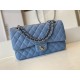 Replica Classic Flap Bag A1112 Blue Silver Hardware