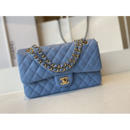 Fake Classic Flap Bag A1112 Blue Gold Hardware Replica