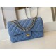 Fake Classic Flap Bag A1112 Blue Gold Hardware Replica