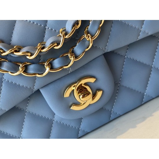 Fake Classic Flap Bag A1112 Blue Gold Hardware Replica