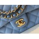 Fake Classic Flap Bag A1112 Blue Gold Hardware Replica