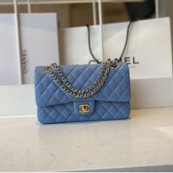 Fake Classic Flap Bag A1112 Blue Gold Hardware Replica