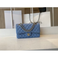 Fake Classic Flap Bag A1112 Blue Gold Hardware Replica