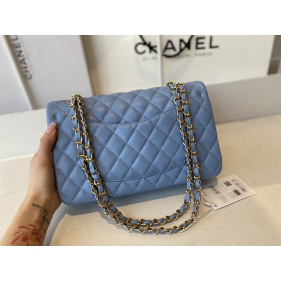 Fake Classic Flap Bag A1112 Blue Gold Hardware Replica