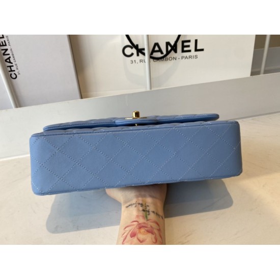 Fake Classic Flap Bag A1112 Blue Gold Hardware Replica