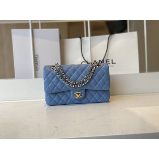 Fake Classic Flap Bag A1112 Blue Gold Hardware Replica
