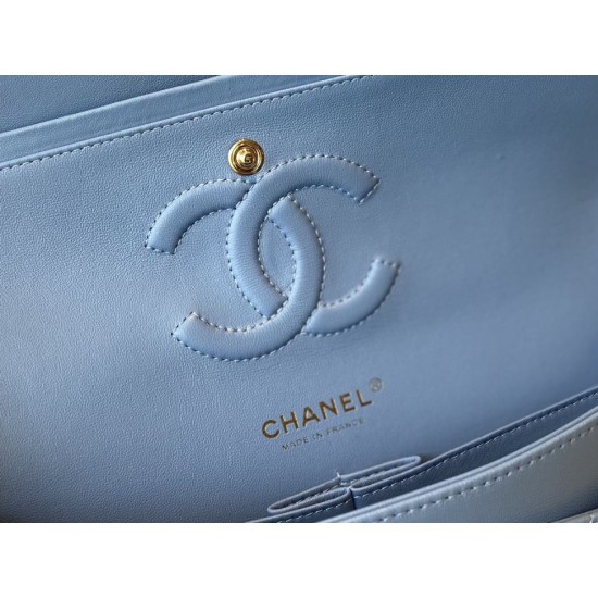 Fake Classic Flap Bag A1112 Blue Gold Hardware Replica