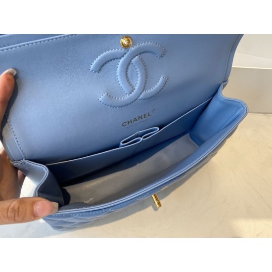 Fake Classic Flap Bag A1112 Blue Gold Hardware Replica