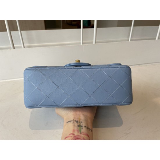Replica Classic Flap Bag A1113 Blue Silver Hardware