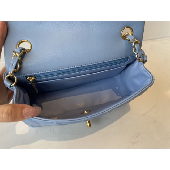 Replica Classic Flap Bag A1113 Blue Silver Hardware