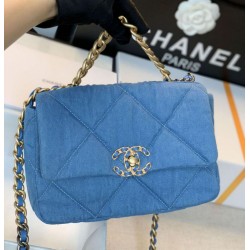 Replica Large 19 Wool Tweed Flap Bag AS1162 AS1160 Blue