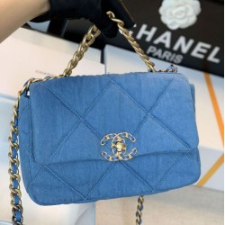 Replica Large 19 Wool Tweed Flap Bag AS1162 AS1160 Blue
