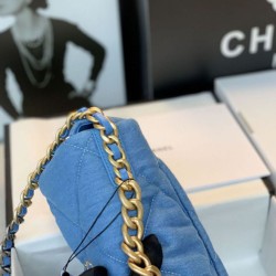Replica Large 19 Wool Tweed Flap Bag AS1162 AS1160 Blue