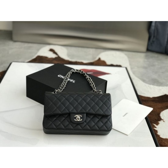 Replica Classic Flap Bag A1112 Black Silver Hardware