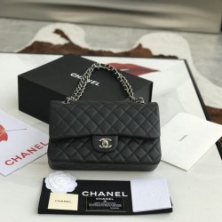 Replica Classic Flap Bag A1112 Black Silver Hardware