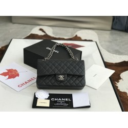 Replica Classic Flap Bag A1112 Black Silver Hardware