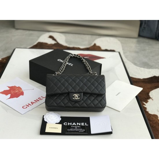 Replica Classic Flap Bag A1112 Black Silver Hardware