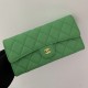 Fake A80758 Quilted Long Flap Wallet Green Replica