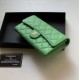 Fake A80758 Quilted Long Flap Wallet Green Replica