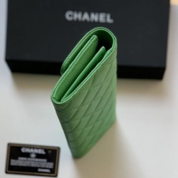 Fake A80758 Quilted Long Flap Wallet Green Replica