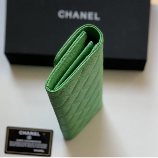 Fake A80758 Quilted Long Flap Wallet Green Replica