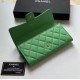 Fake A80758 Quilted Long Flap Wallet Green Replica
