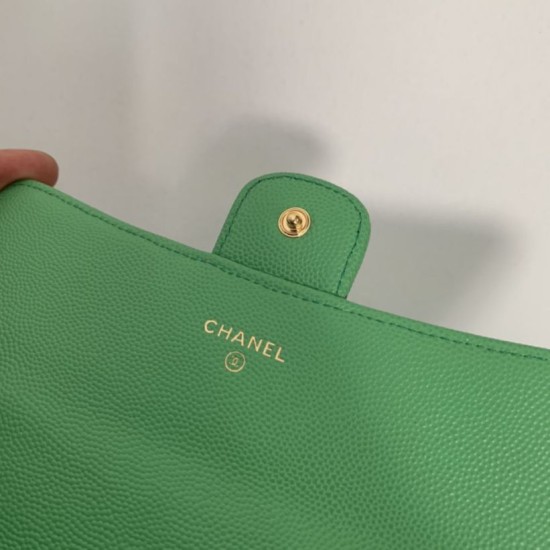 Fake A80758 Quilted Long Flap Wallet Green Replica