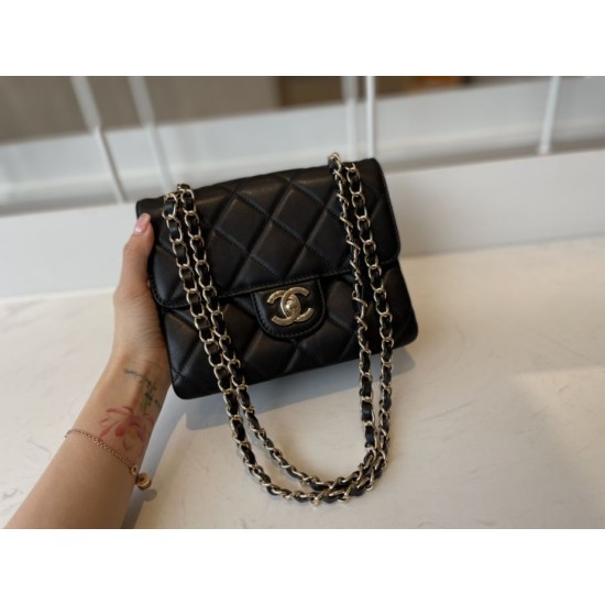 Replica Calfskin Mini Sqaure Flap Bag AS2468 Black