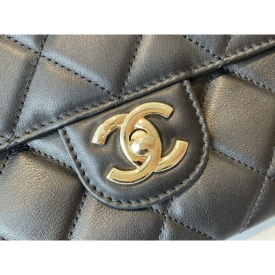 Replica Calfskin Mini Sqaure Flap Bag AS2468 Black