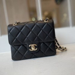 Replica Calfskin Mini Sqaure Flap Bag AS2468 Black