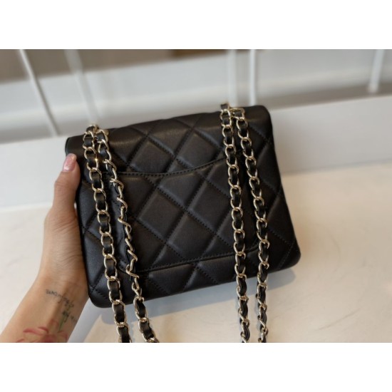 Replica Calfskin Mini Sqaure Flap Bag AS2468 Black
