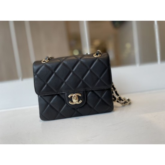 Replica Calfskin Mini Sqaure Flap Bag AS2468 Black