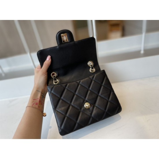 Replica Calfskin Mini Sqaure Flap Bag AS2468 Black