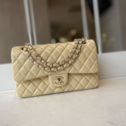 Fake Classic Flap Bag A1112 Apricot Gold Hardware Replica