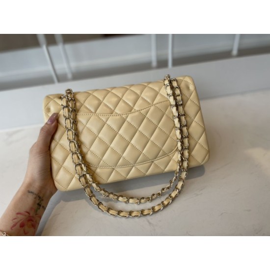 Fake Classic Flap Bag A1112 Apricot Gold Hardware Replica